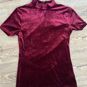 Ambiance Velvet Wine Mock Neck Blouse